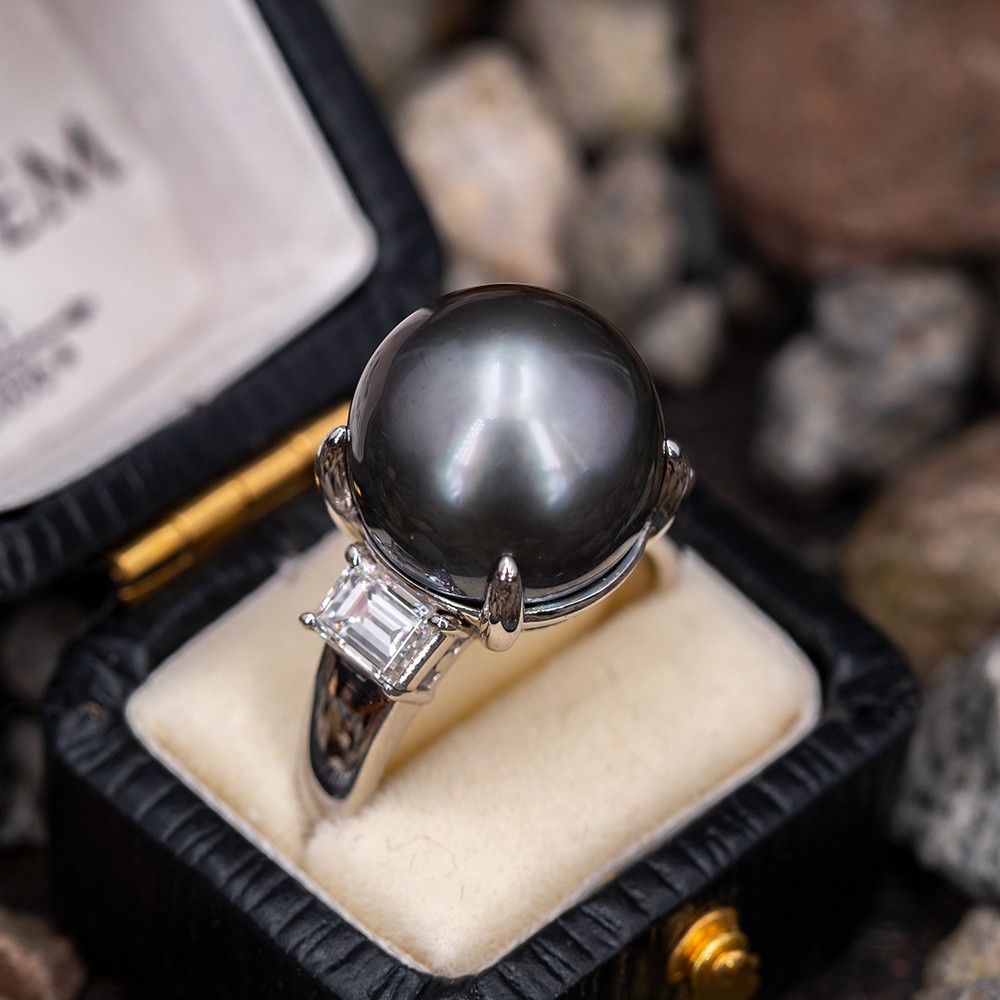 Antony Jewelers Uniquely set Tahitian pearl ring AJFR87 - Antony Jewelers