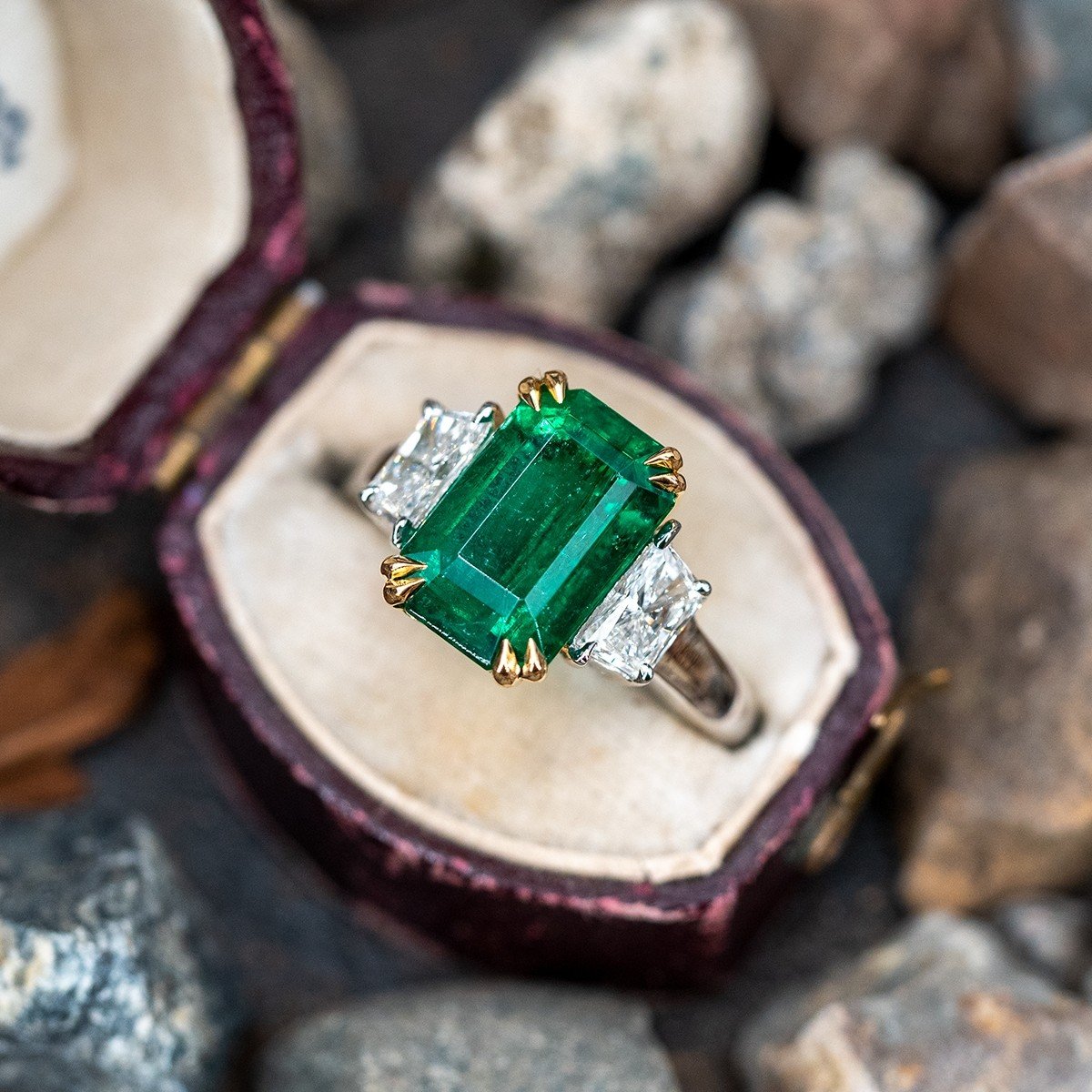 4 Carat Emerald Ring in Platinum & 18K Yellow Gold GIA