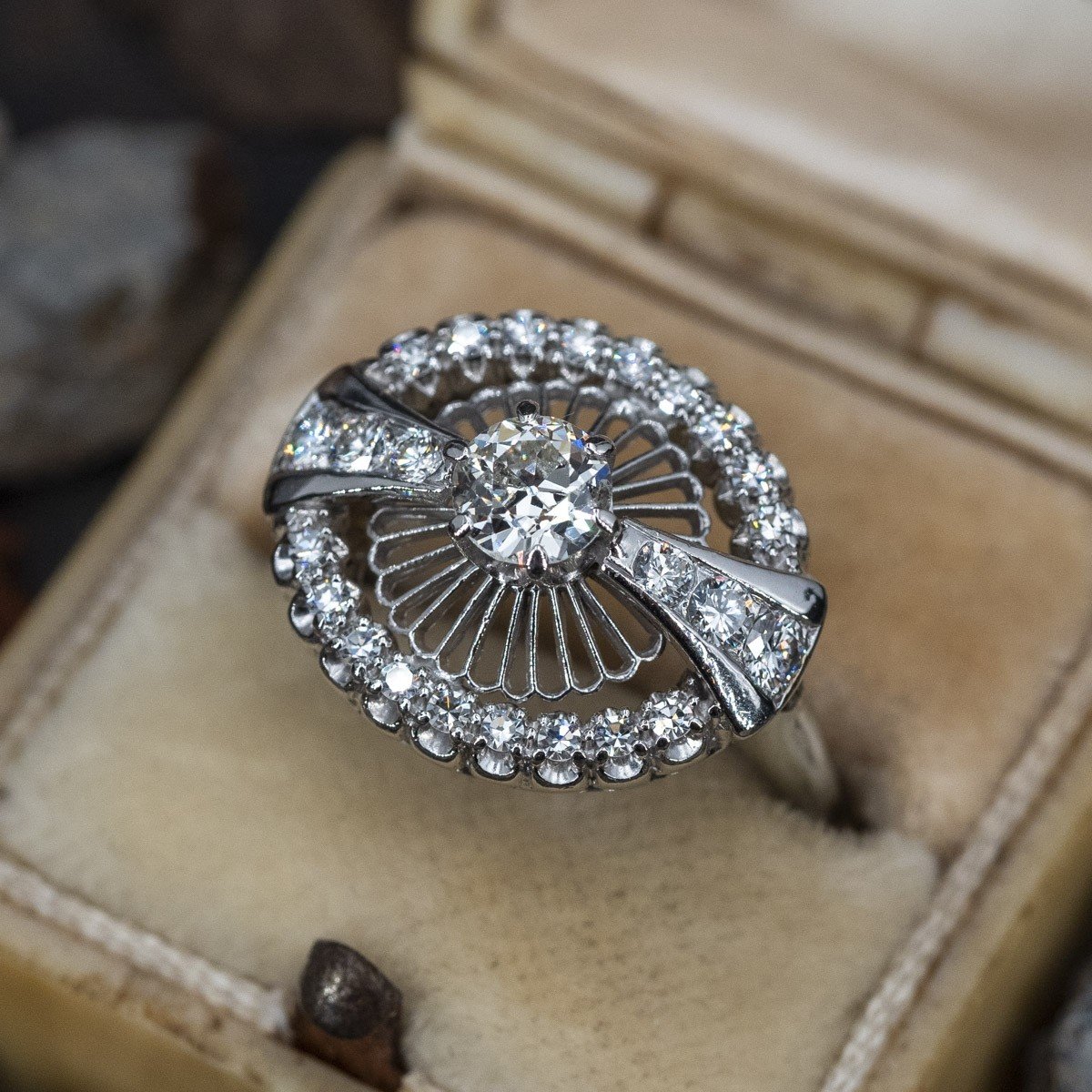 Designer Diamond Flower Cocktail ring in Platinum for Women JL PT R 00