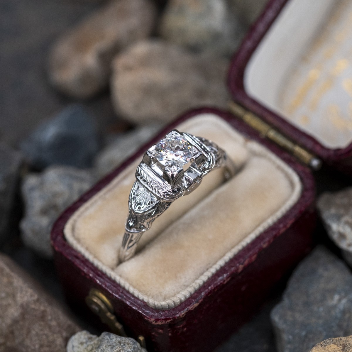 Vintage Style Radiant Diamond Engagement Ring