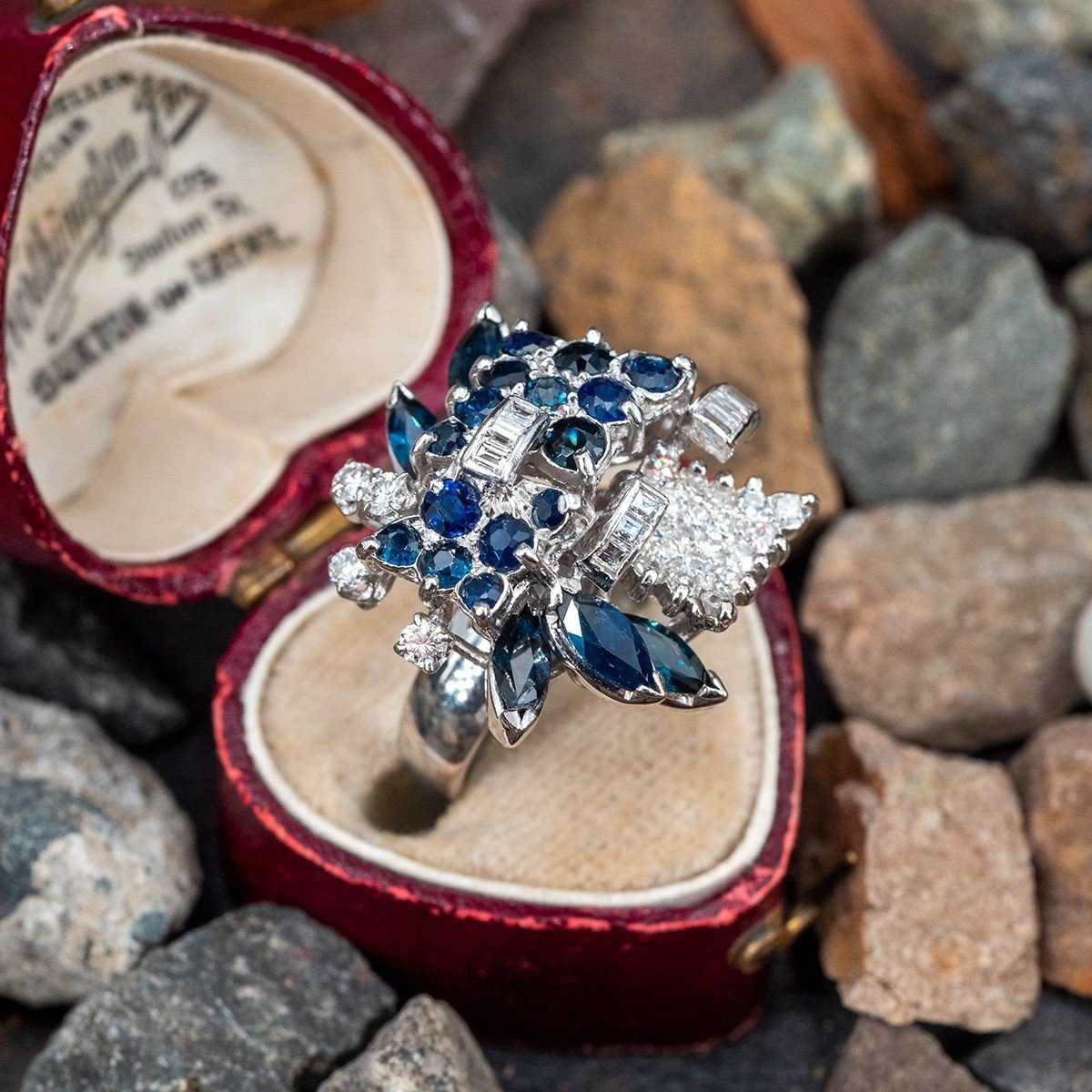 Platinum Diamond and Sapphire Tiffany & Co. Ring - RubyLUX