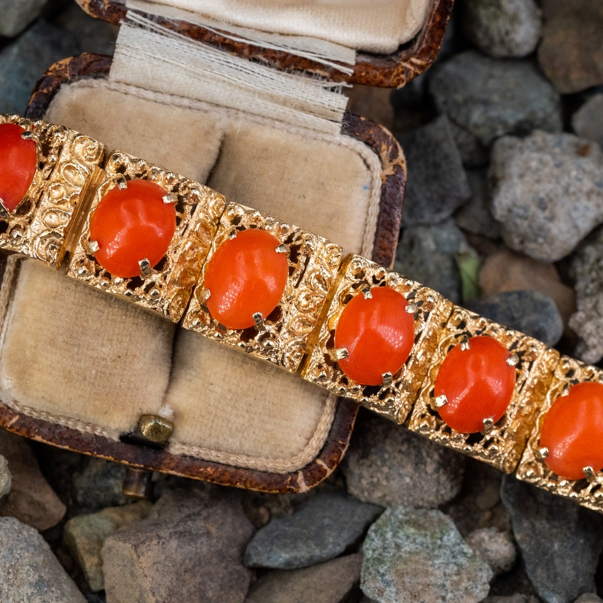 Buy Antique Carved Coral Sterling Silver Bracelet Online in India - Etsy