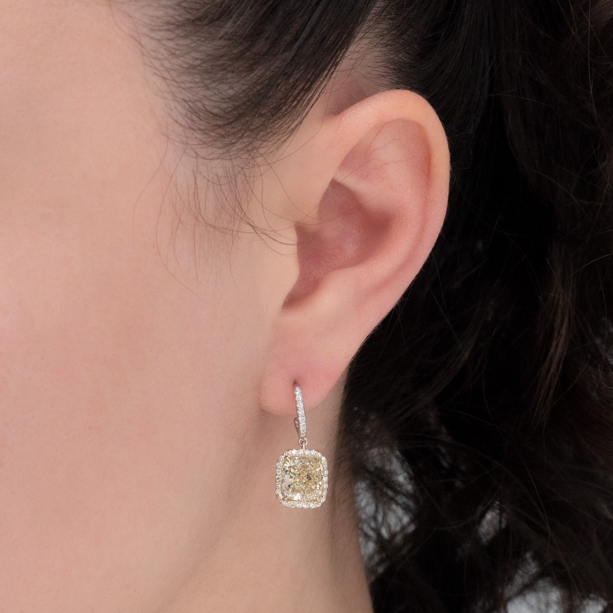 Lab Grown 3/4 Carat Princess Cut Solitaire Diamond Earrings in 14K Yellow  Gold - 168X5B