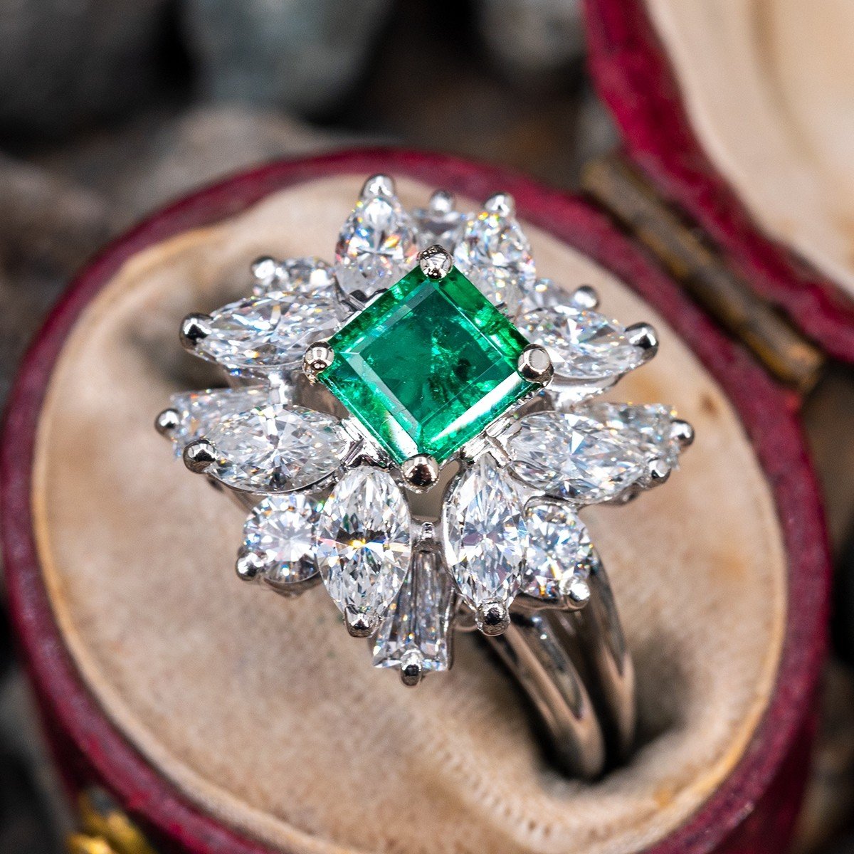 Classic Style Emerald & Diamond Two Tone 14kt Ring | Burton's – Burton's  Gems and Opals