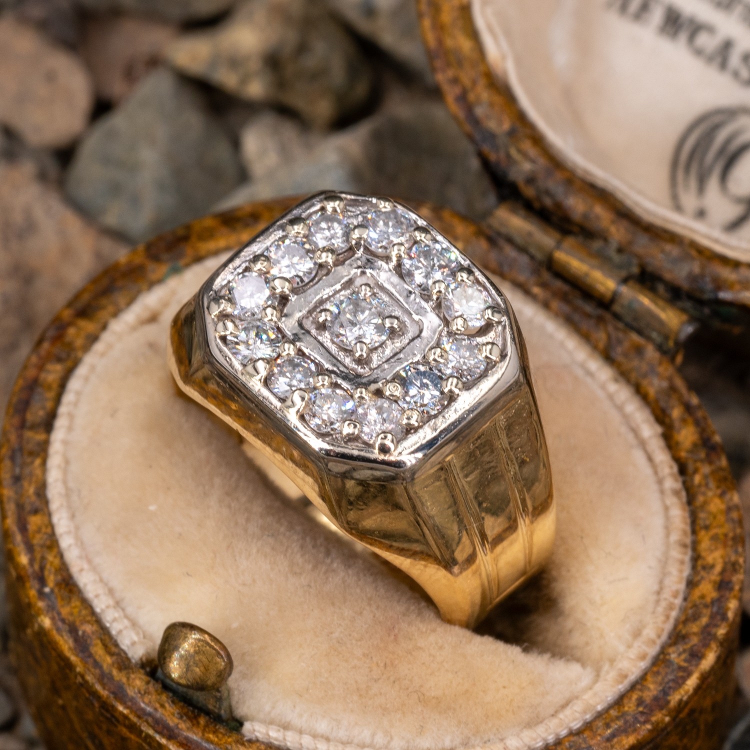 Heavy 0.50ct Diamond Men's Pinky Finger Ring Gold Platinum