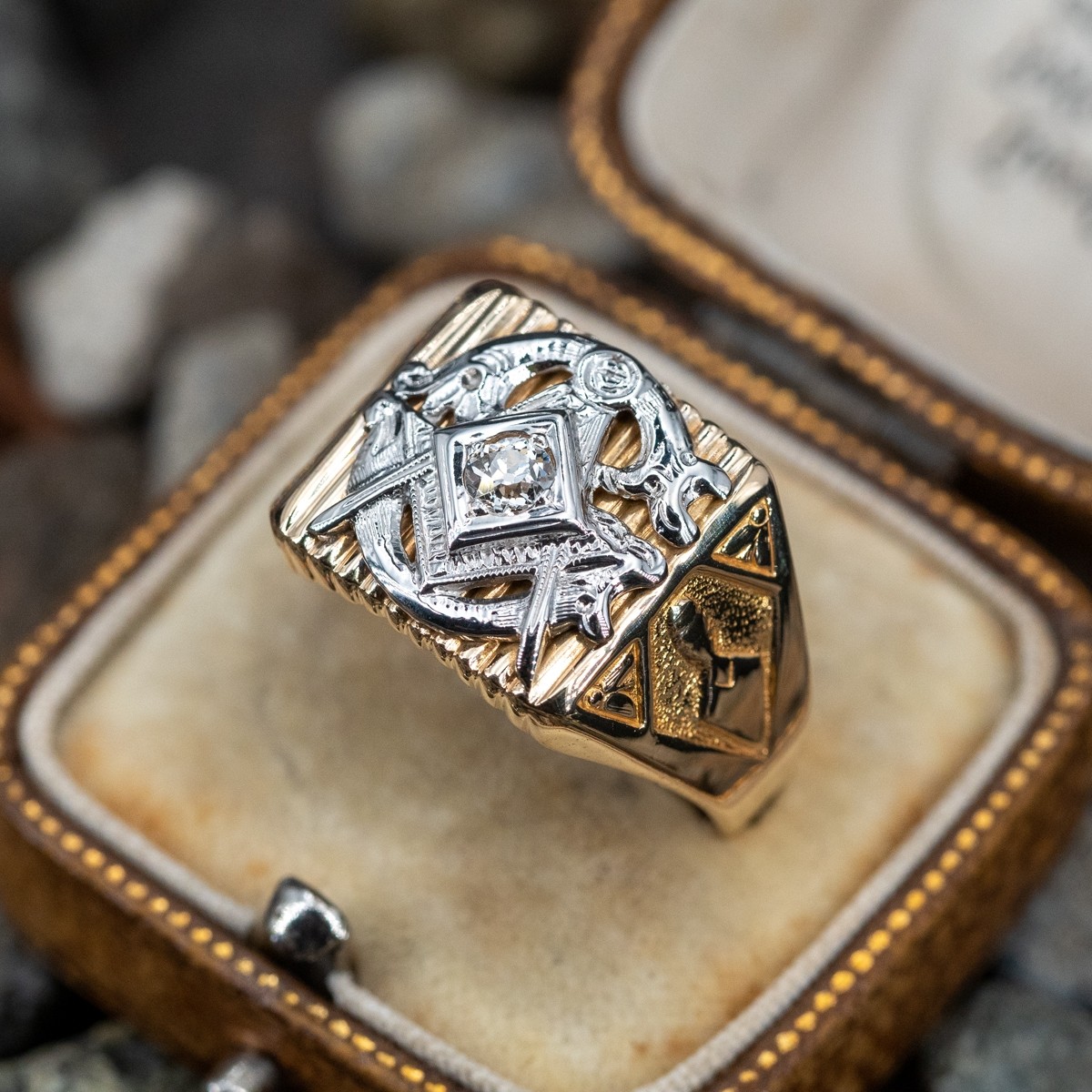 10k Two-Tone Diamond Masonic Ring – Welch & Company Jewelers