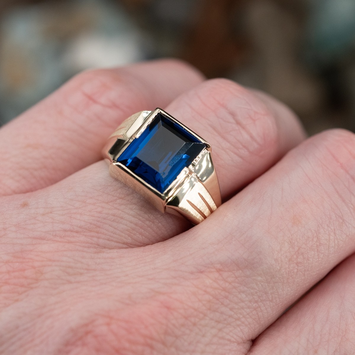Large Blue Stone Ring For Men | Classy Men Collection