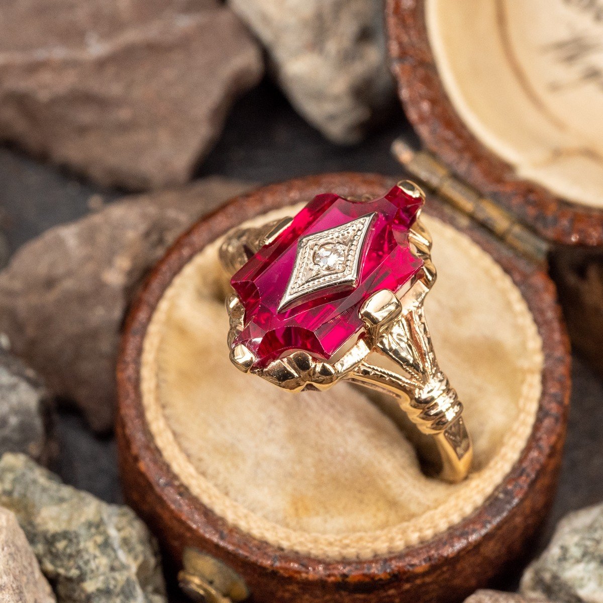 Lab-Created Ruby Ring Diamond Accents Sterling Silver | Kay