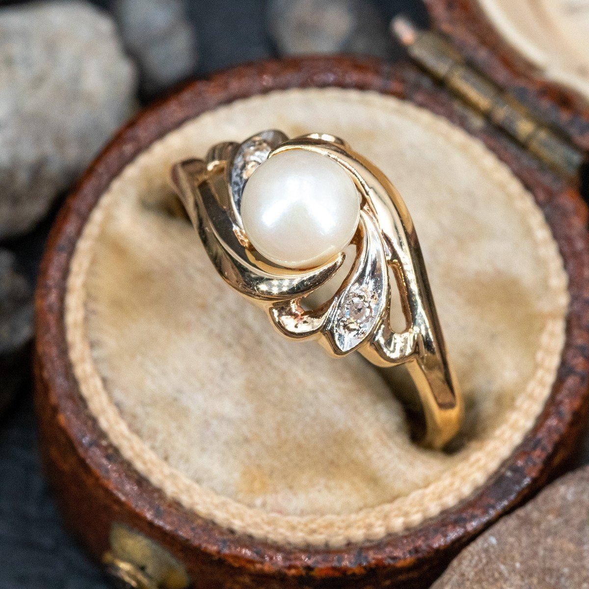 Antique Goldtone/Faux Pearl Ring - EMMONS