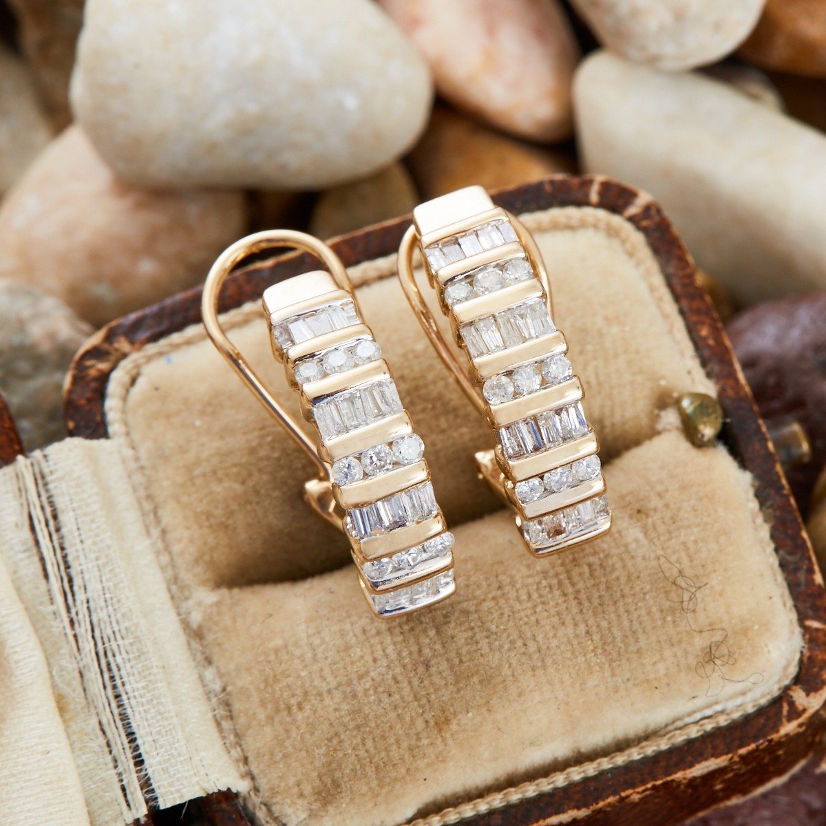 Slanted Diamond design CZ stone ring style drop earrings – Simpliful Jewelry