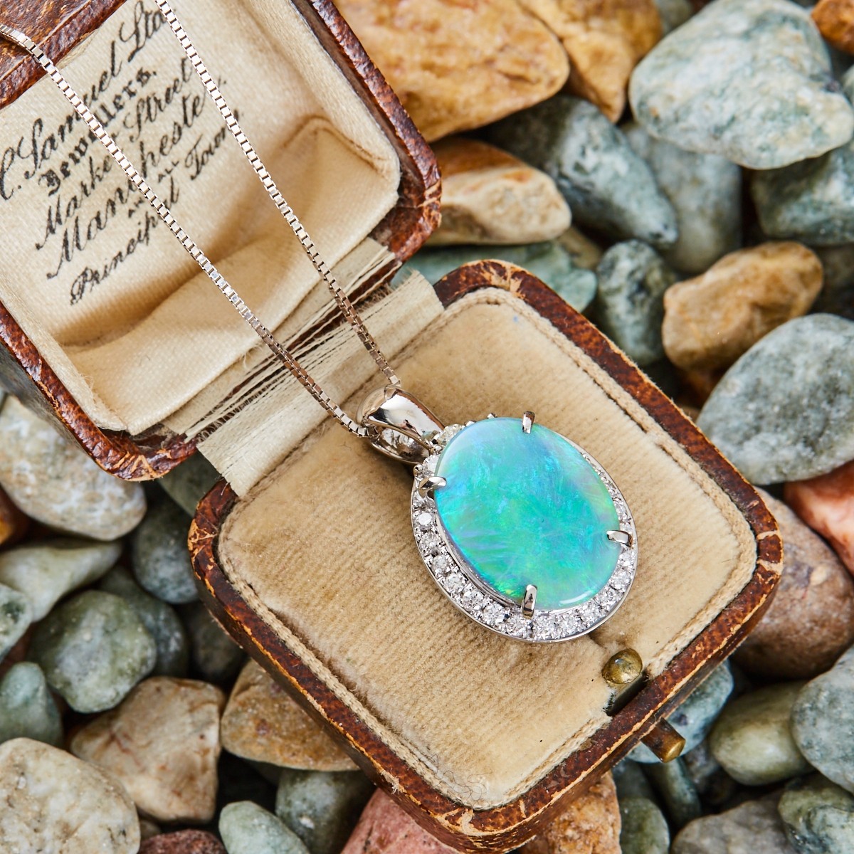 Vintage Opal Diamond Halo Pendant in 10K Rose Gold – Boylerpf