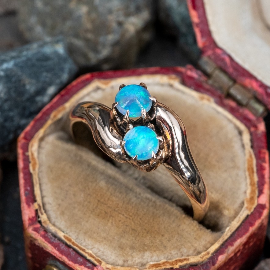 Antique Opal Bypass Ring Yellow Gold