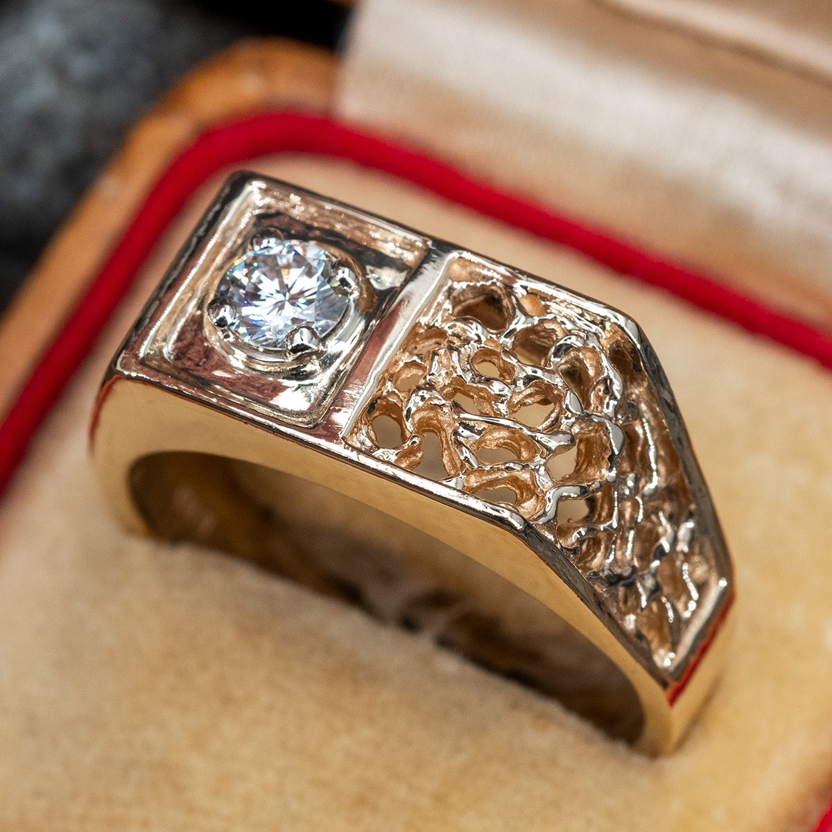 Platinum & Rose Gold Fusion Single Diamond Ring for Men JL PT 995