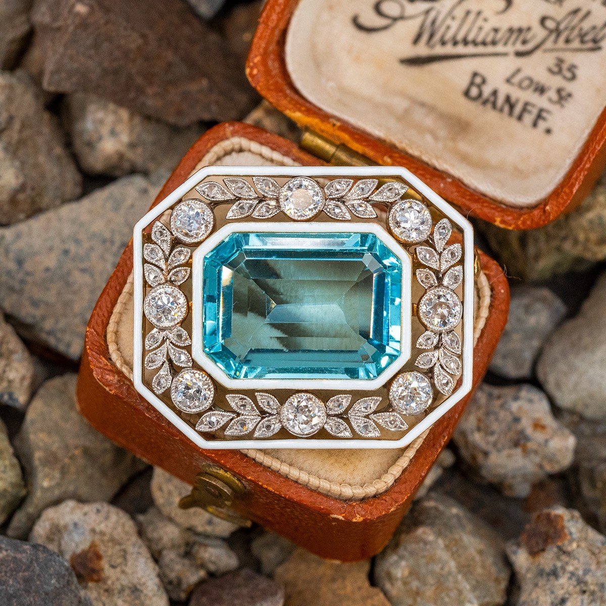 1920's Antique Aquamarine & Diamond Brooch 14K Yellow Gold & Platinum EraGem Estate, Antique & Vintage Jewelry
