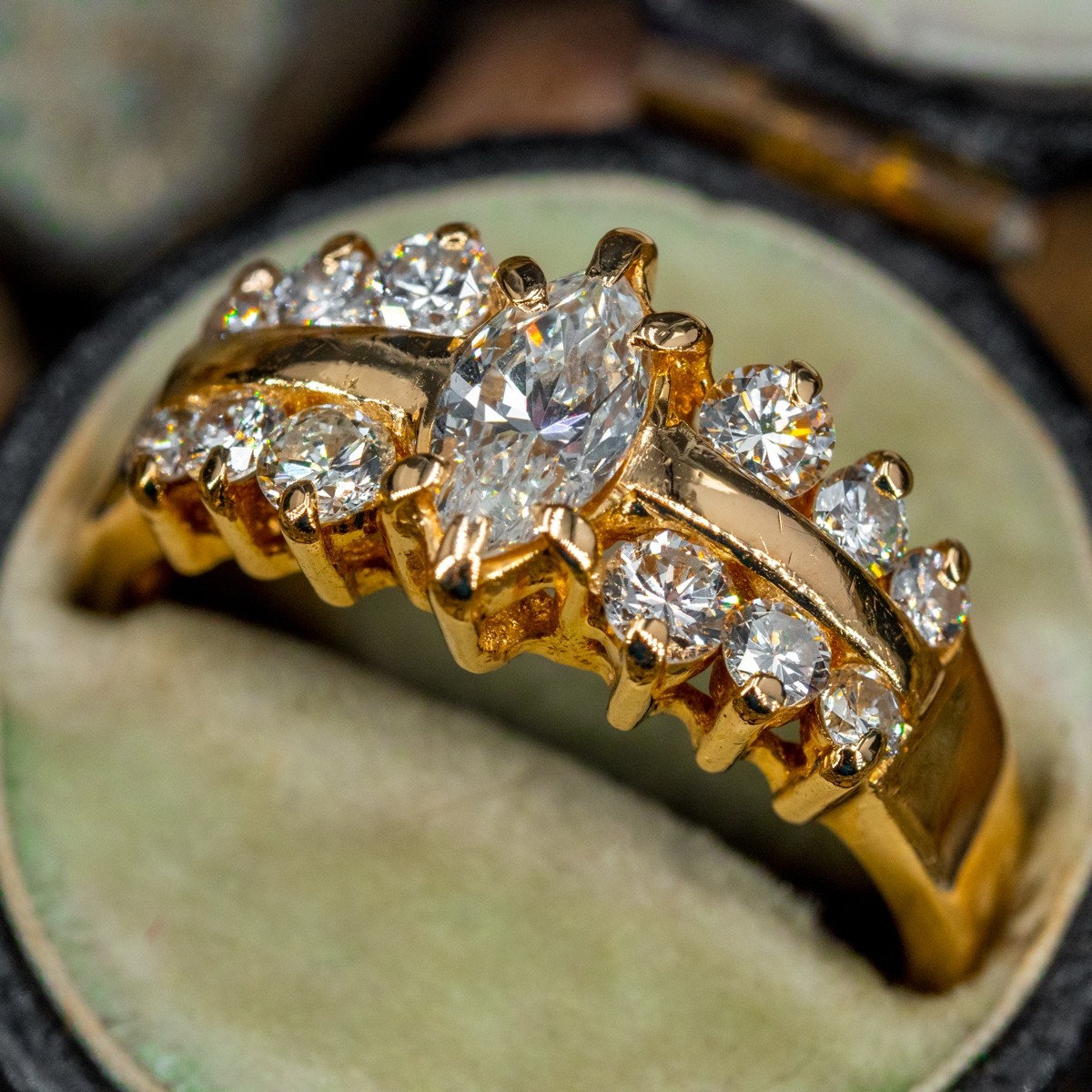 Square Antique Diamond Engagement Ring In 18K White Gold | Fascinating  Diamonds