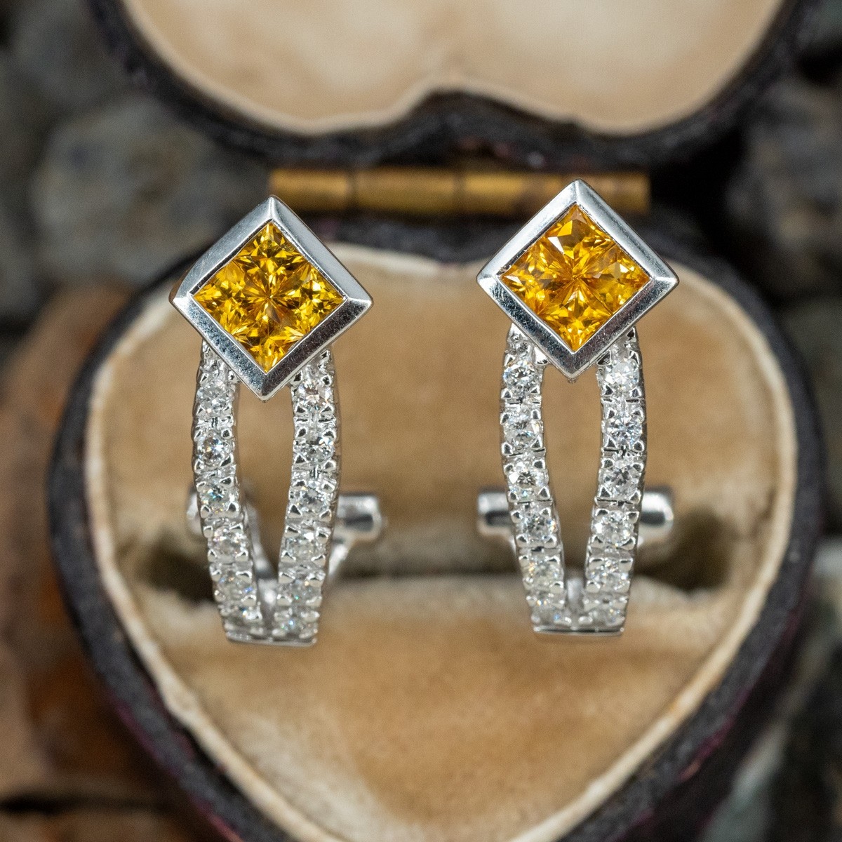 1.20ct Fancy Intense Yellow Cushion Cut Diamond Stud Earrings – Mark  Broumand