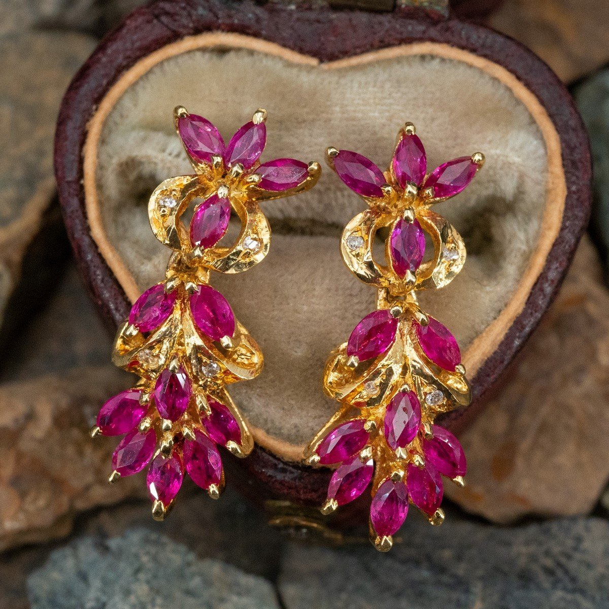 Star Ruby Earrings, 10.6 & 8.7ct