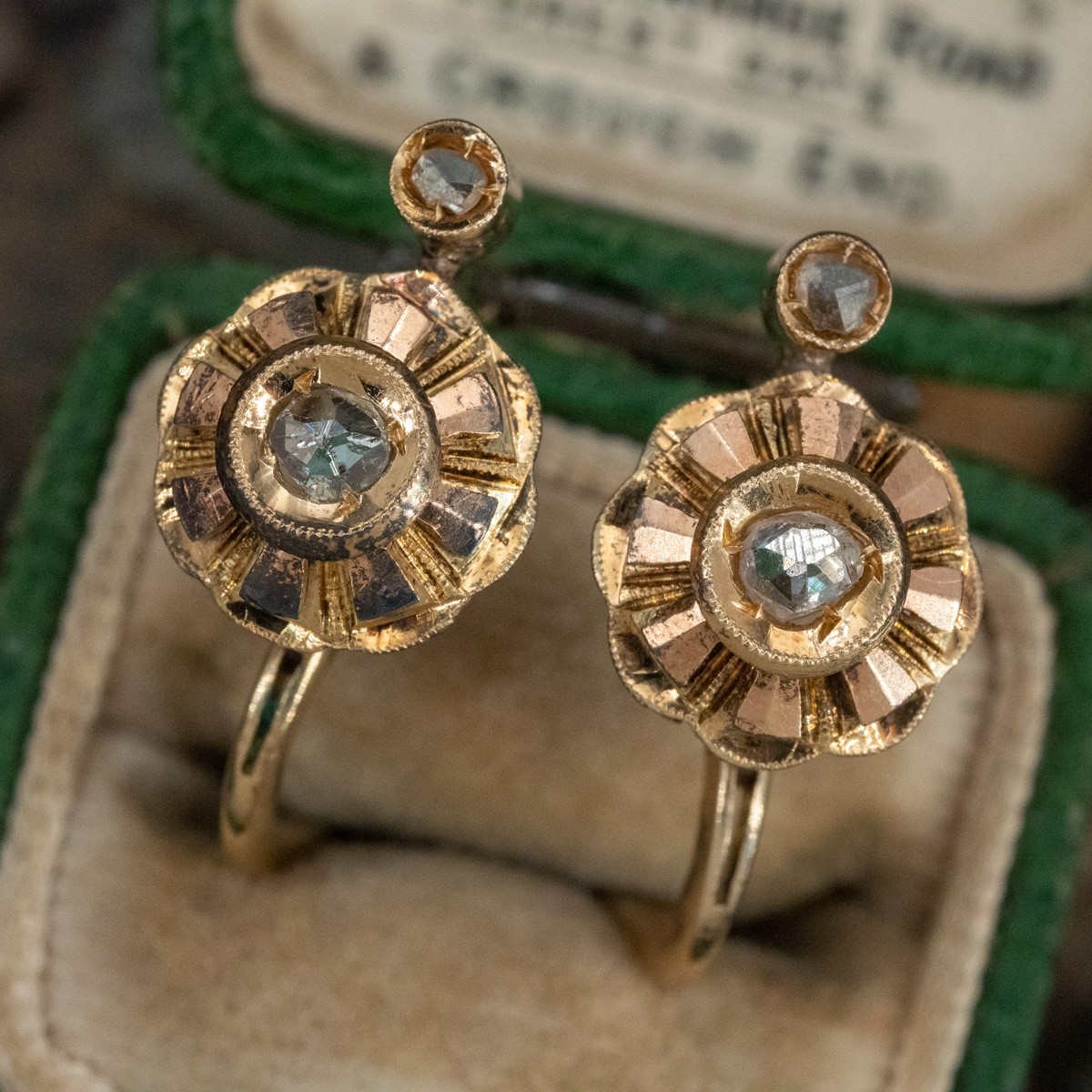 Antique Rose Cut Diamond Drop Earrings  Fetheray