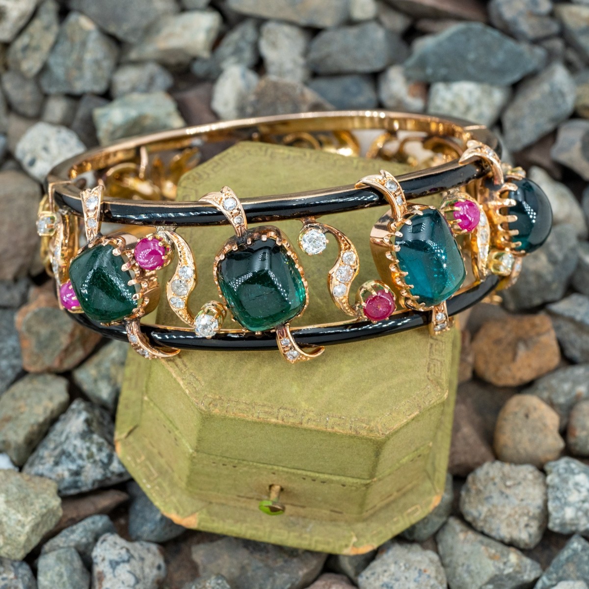14KT Rose Gold Multi-Color Tourmaline Bangle Bracelet - Adeler Jewelers