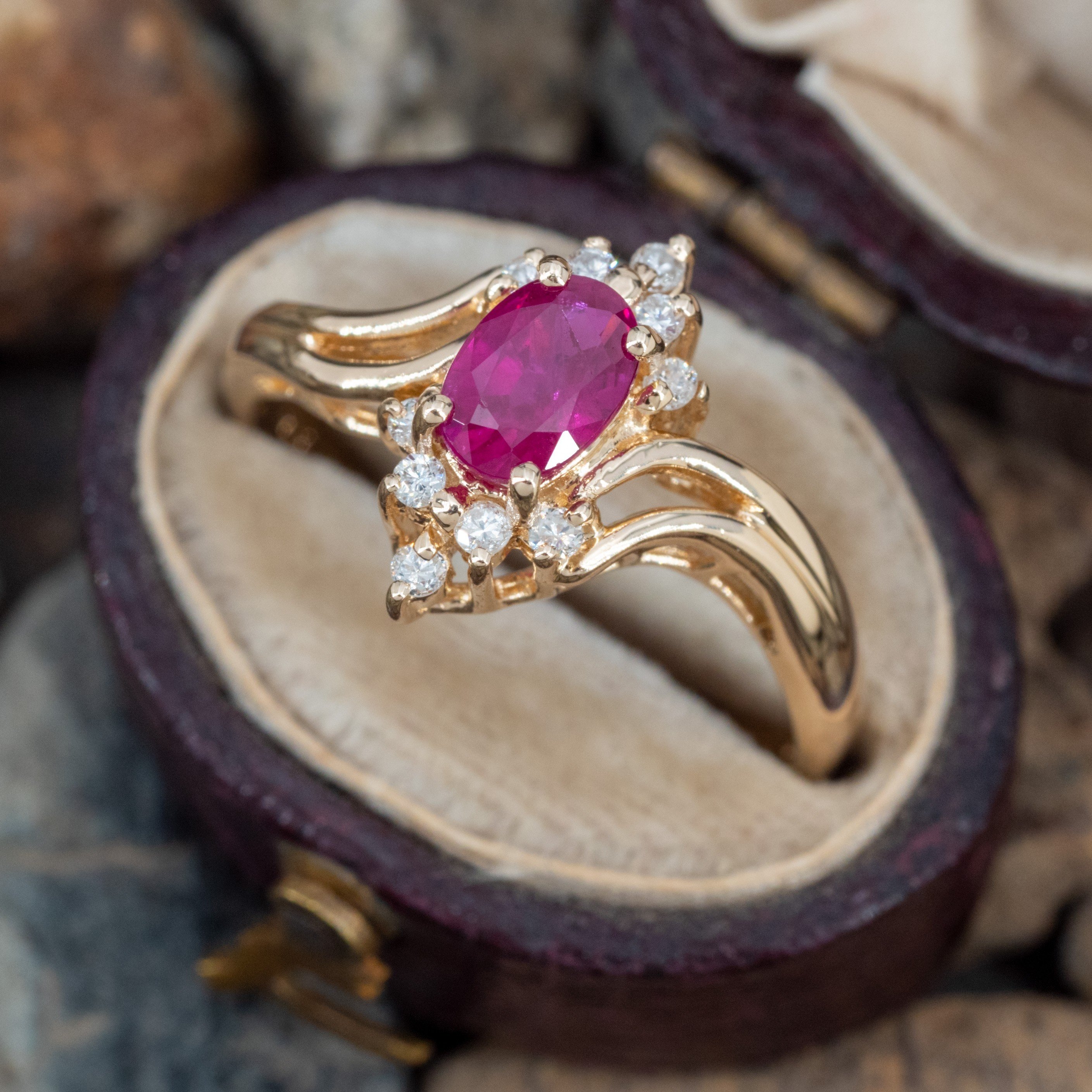 Russian 14ct Gold Ring set with a Ruby (58T) | The Antique Jewellery Company