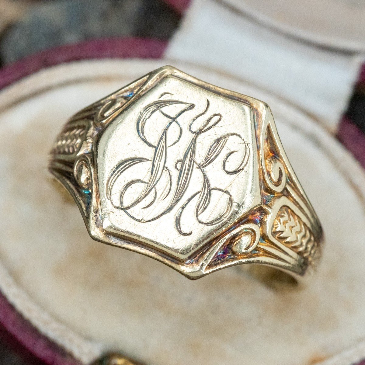Silver Gold or Platinum Hand Engraved Signet Ring With Your 