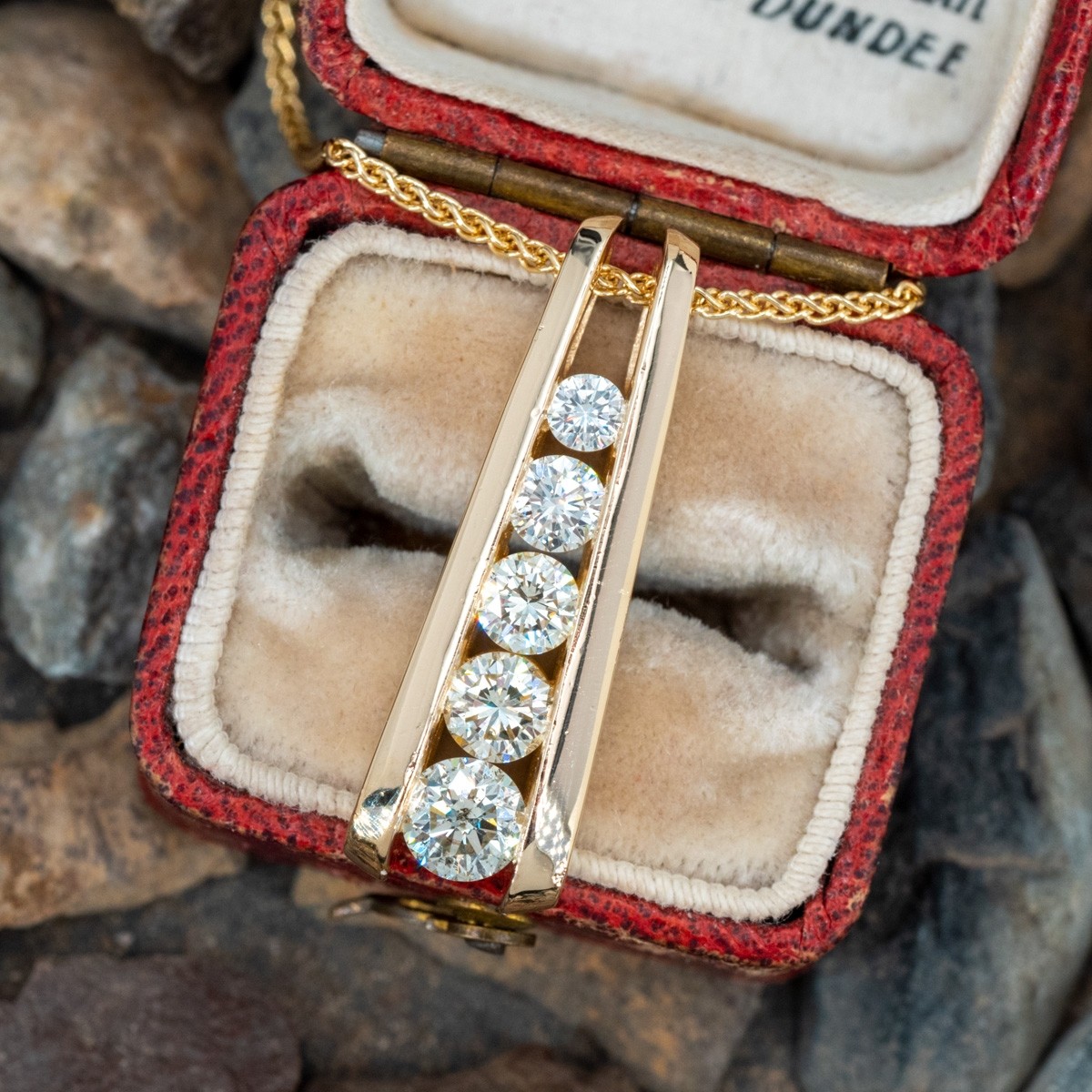 14K Yellow Gold Diamond Cluster Pendant Necklace