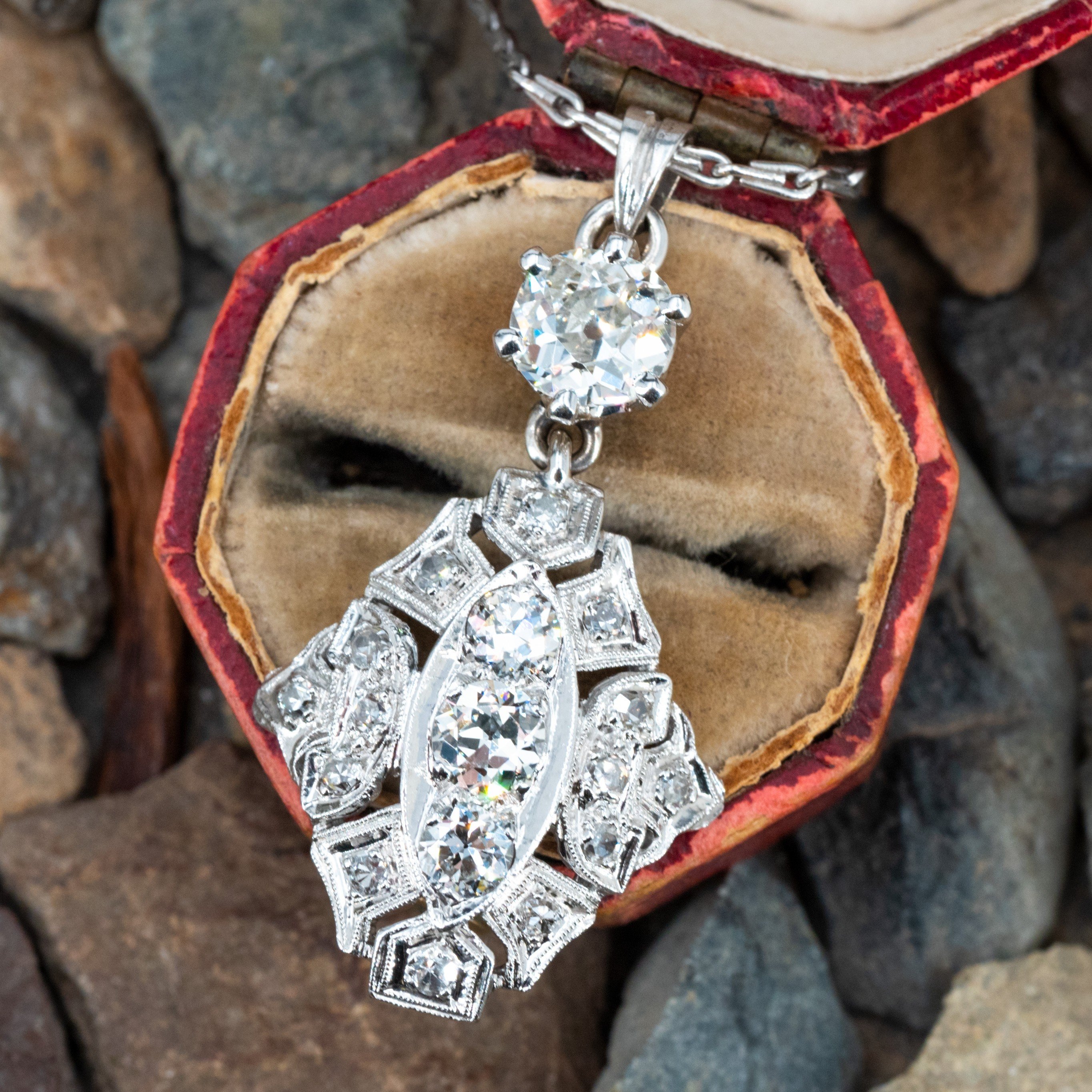 Beautiful Diamond Heart Halo Pendant Platinum/ 14K White Gold EraGem Estate, Antique & Vintage Jewelry
