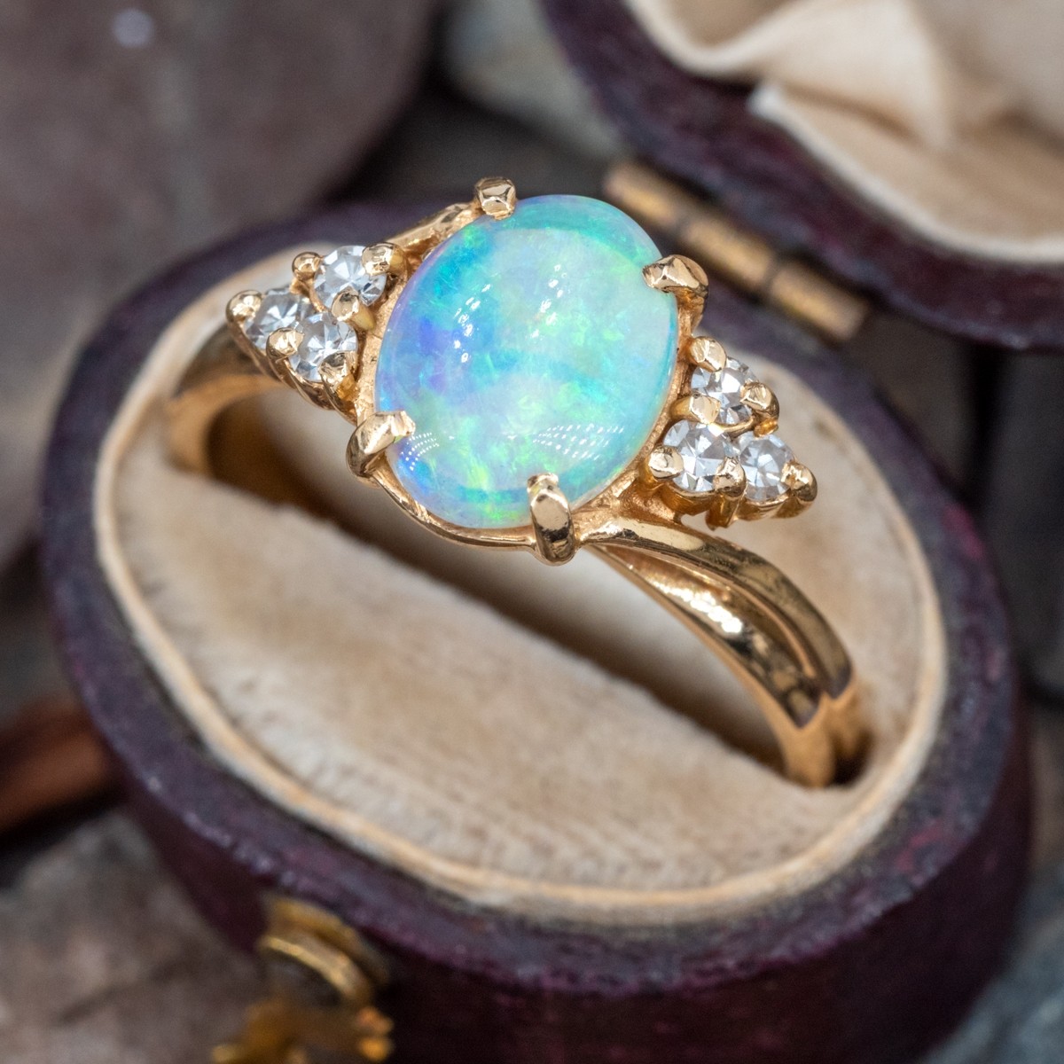 Gorgeous Crystal Opal Ring 14K Yellow Gold