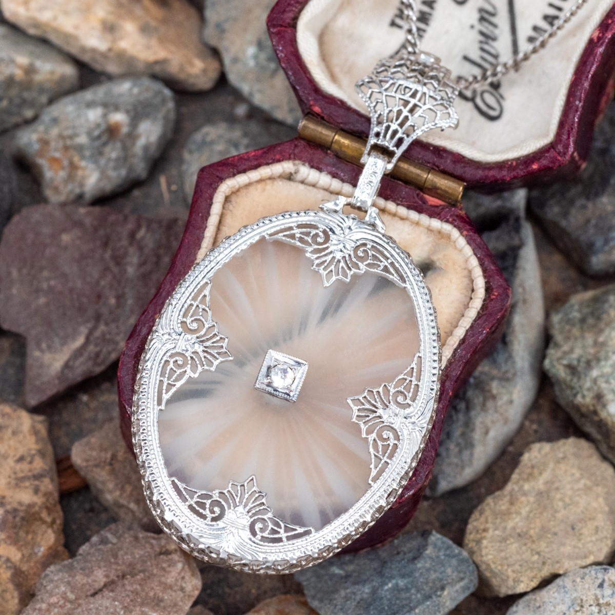 Sale - Rock Crystal Quartz Necklace - Art Deco 14k White Gold Diamond – MJV