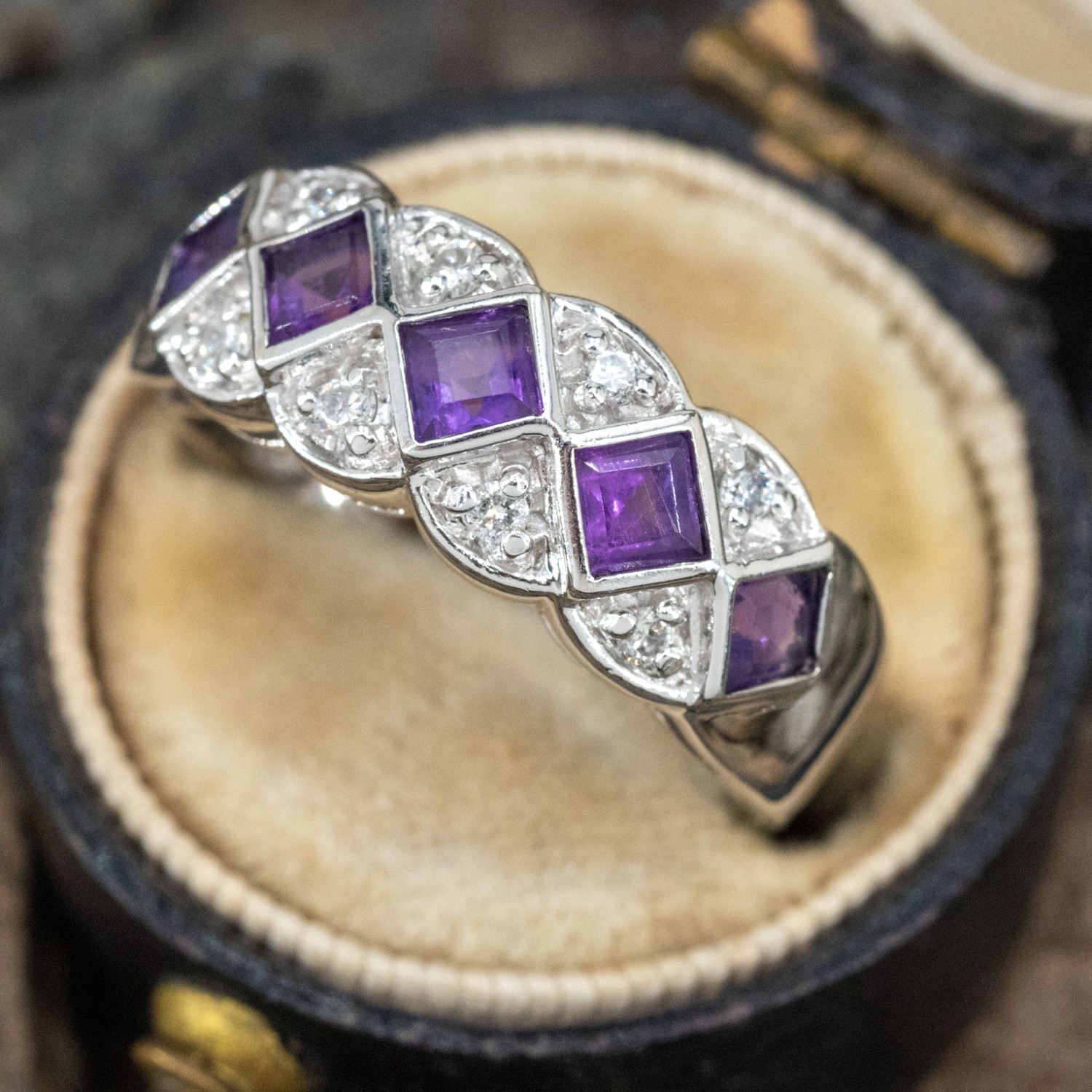 Vintage Marquise Amethyst And Emerald Women Wedding Band | PenFine – PENFINE