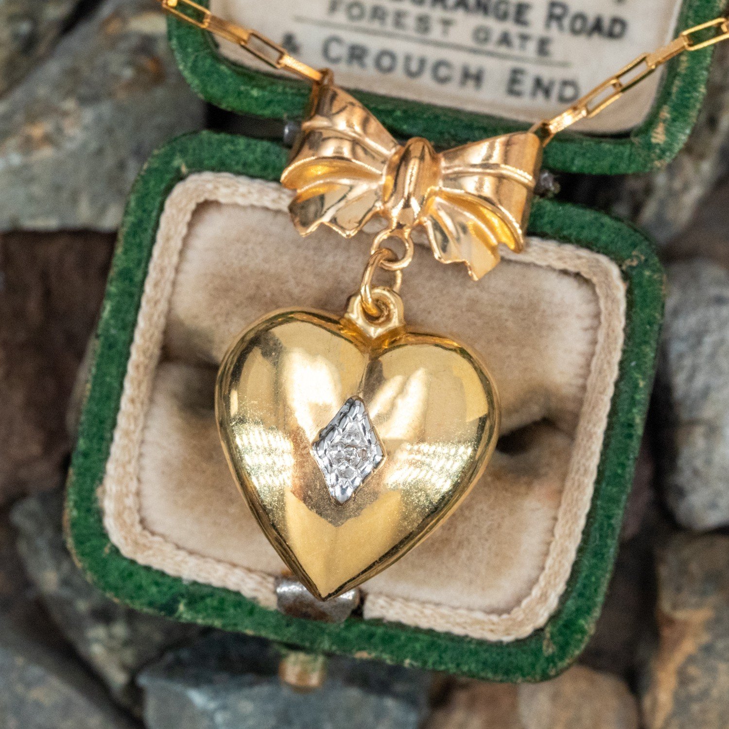 White Gold Heart Locket Charm Pendant