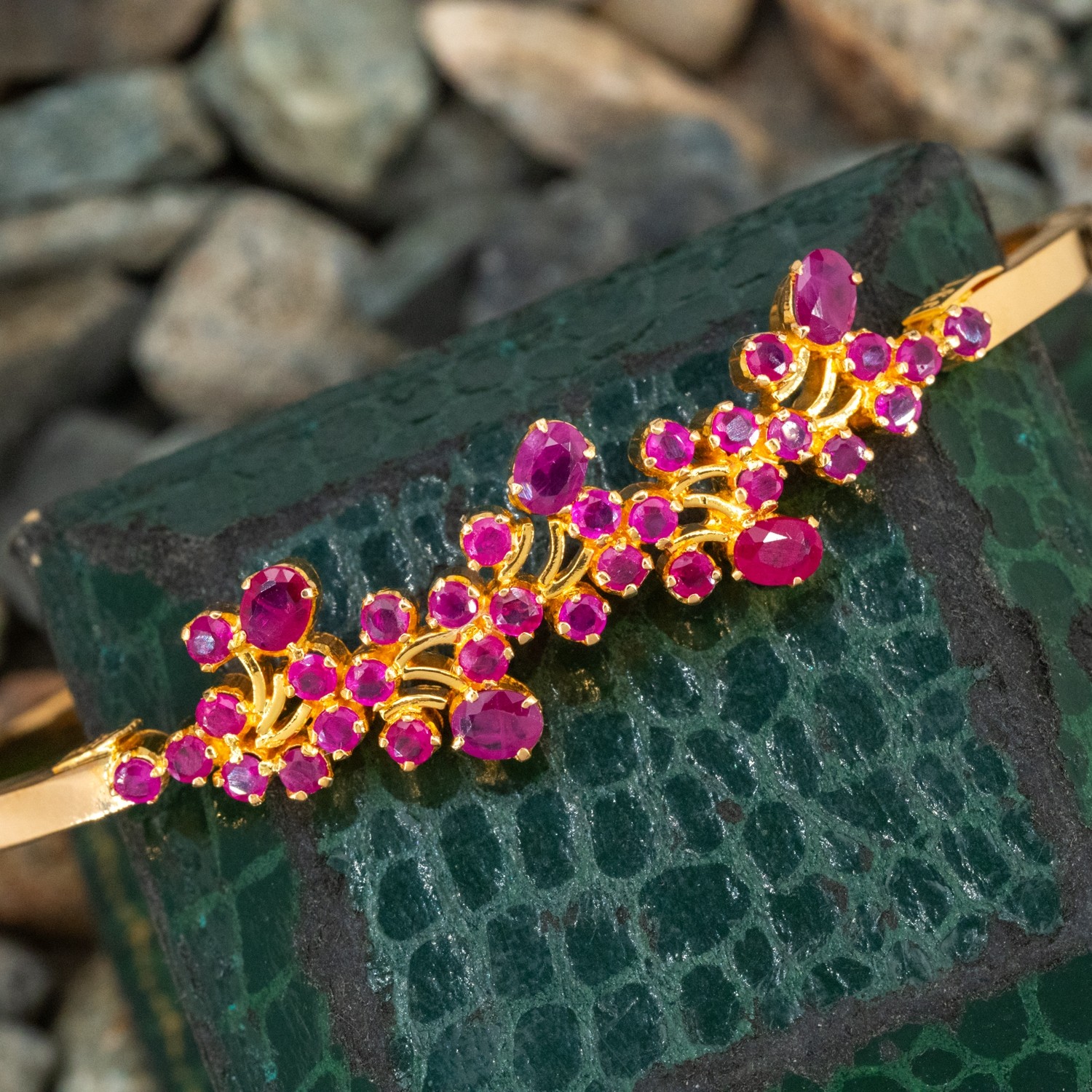 Ilias Lalaiounis Ruby Diamond Yellow Gold Double Chimera Bangle Bracelet  For Sale at 1stDibs | chimera diamond charm