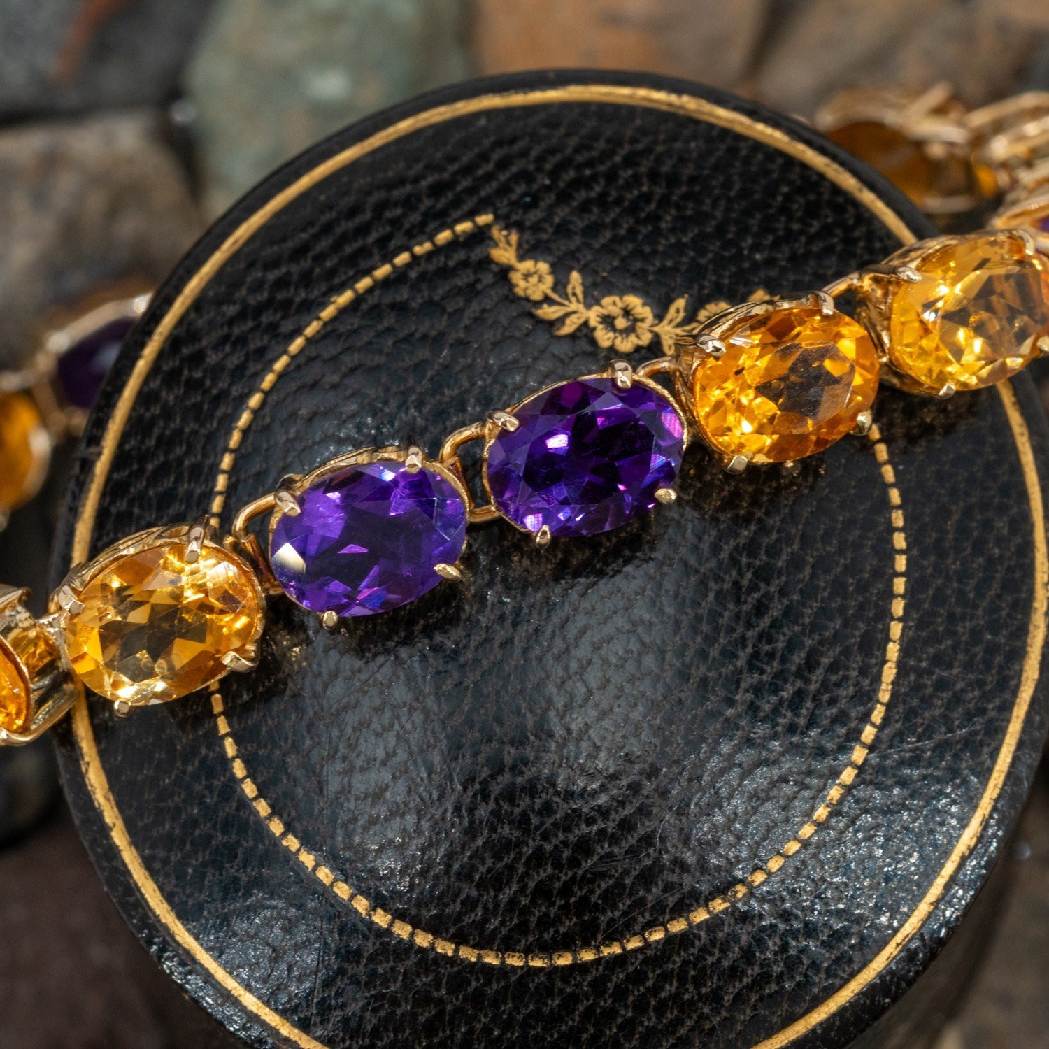 Genuine, Triple-Row Purple Amethyst Jewelry – 925 Sterling Silver Brac –  Jewelexcess