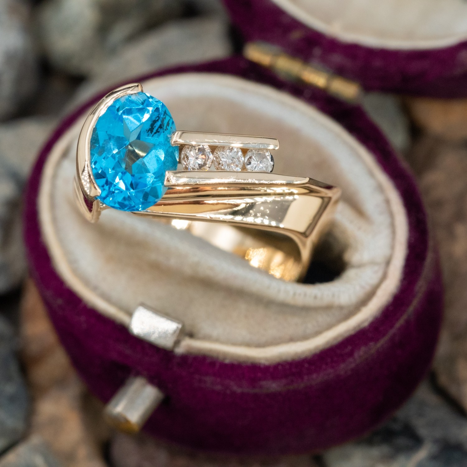 14k Rose Gold London Blue Topaz Engagement Ring - Dianna Rae Jewelry