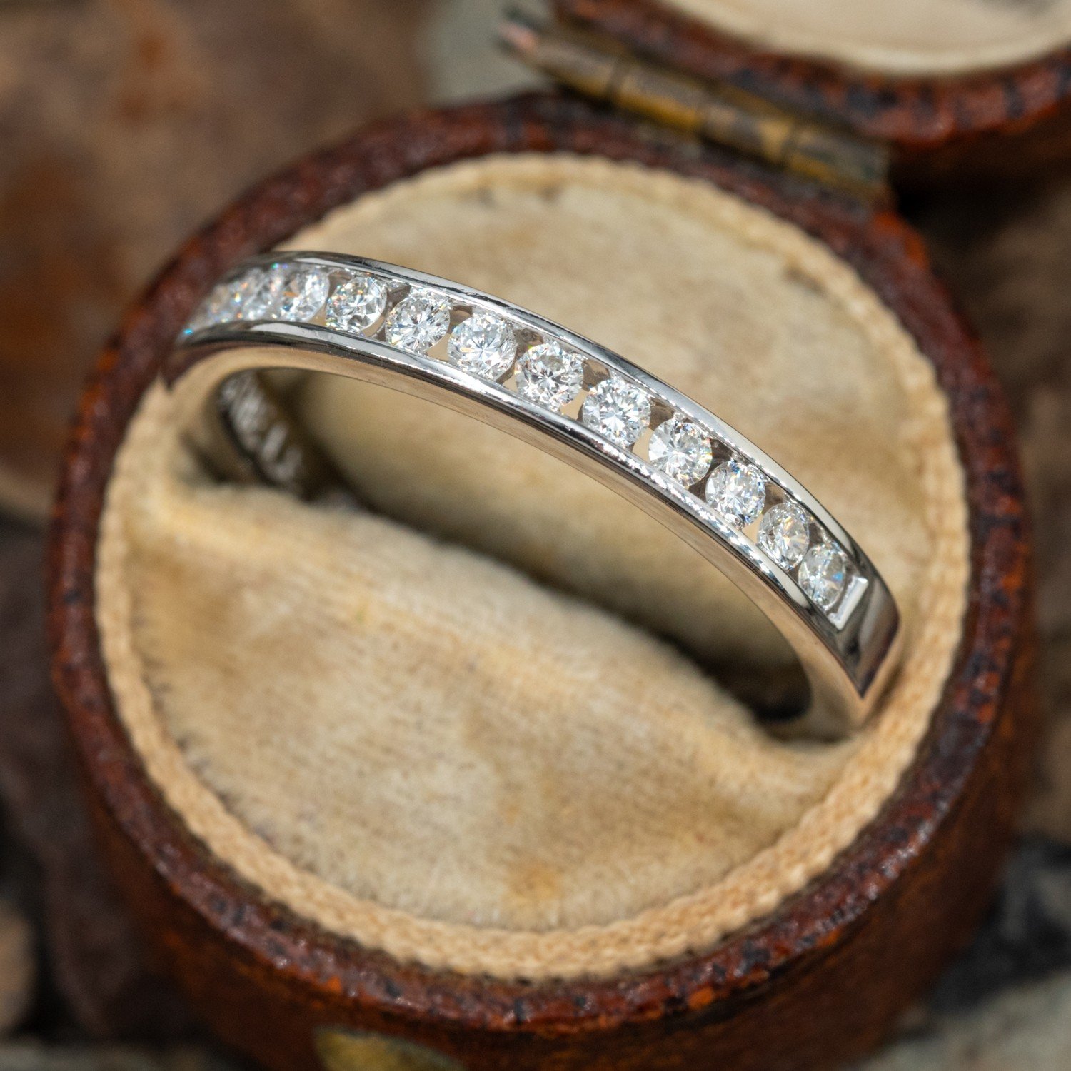 The Leo Diamond Wedding Band Ring 14K White Gold EraGem Estate, Antique & Vintage Jewelry