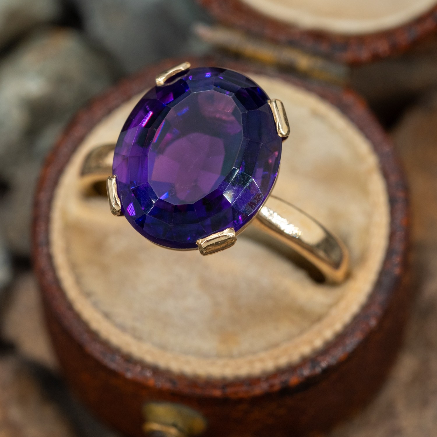 Pear Dark Purple Amethyst Diamond Halo Engagement Ring 14k White Gold
