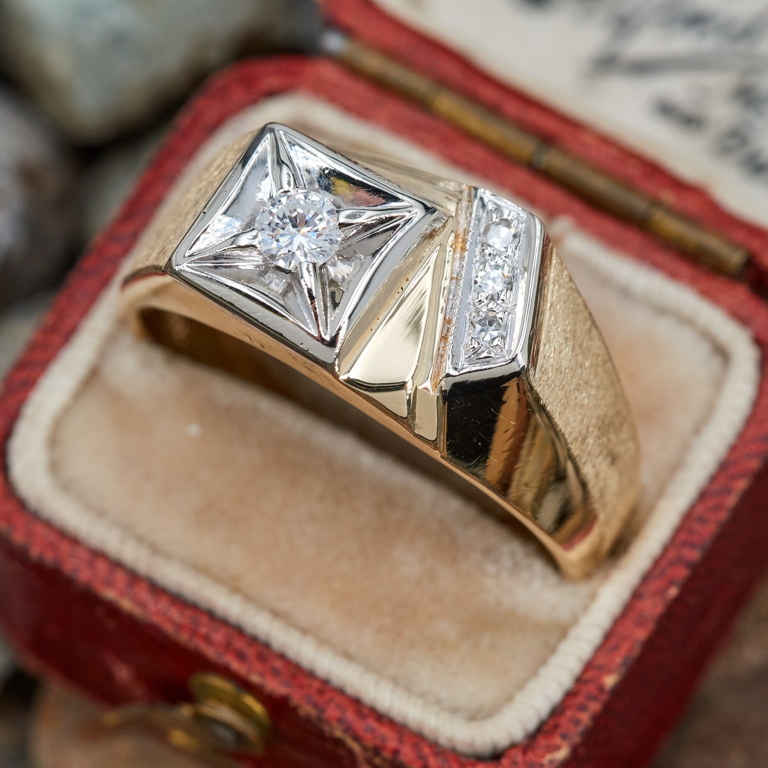 14k White Gold Men's Moissanite Engagement Ring 0.5ct Center Stone – Luxus  Moissanite