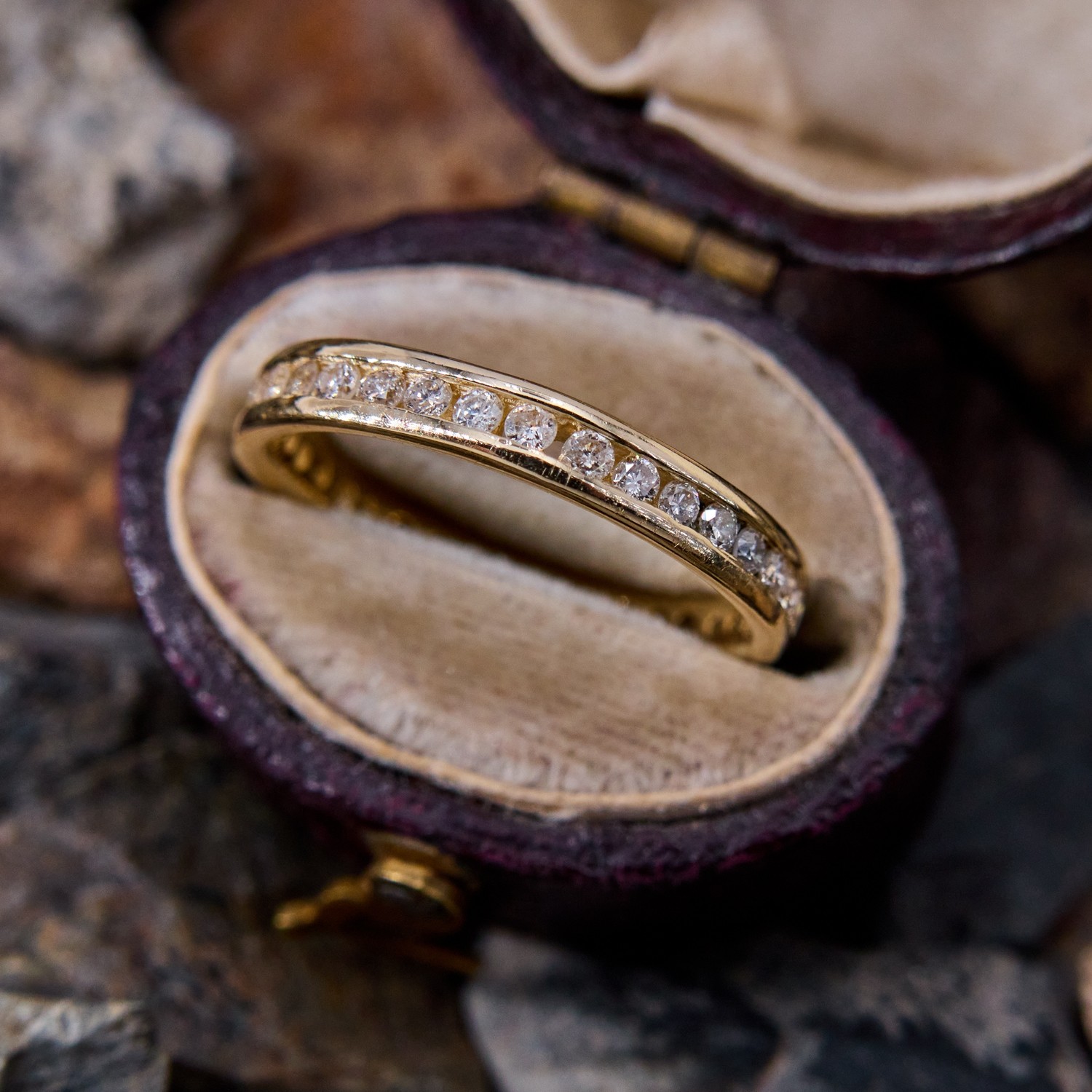 Men's 1 1/4 Carat Diamond Eternity Ring – 14K Yellow Gold, Channel Set, Round Cut Natural Diamonds