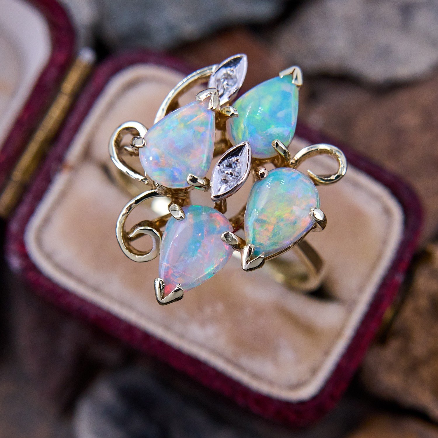 Adelaide - Dark Crystal Opal Ring