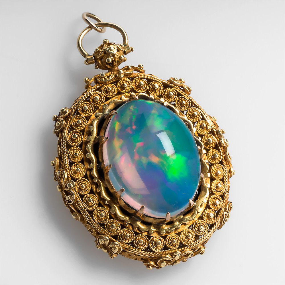 Vintage Engraved Opal Locket | Vintage Pendants | Jenny Jones Jewellery