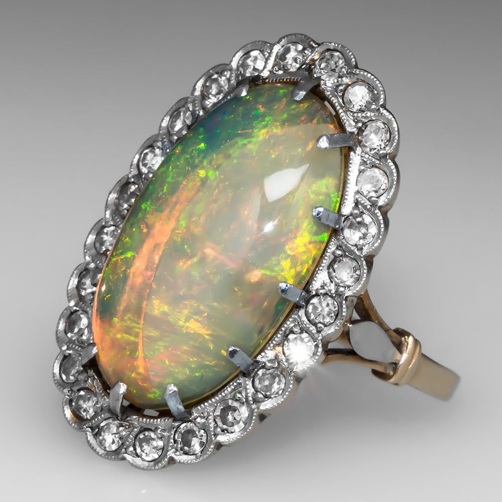 Antique Opal Ring, Engagement Opal Ring, Ethiopian Opal Ring, Fire Opa