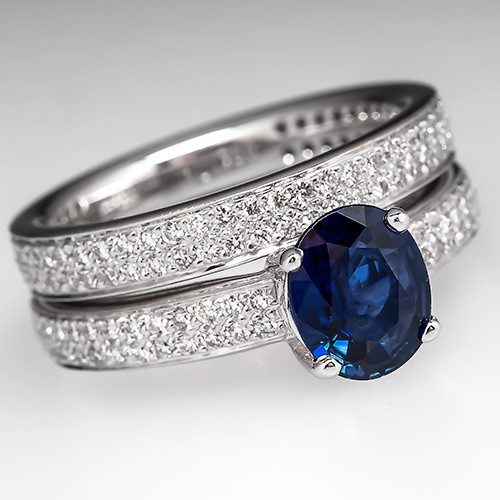Ritani Sapphire & Diamond Endless Love Engagement Ring Set
