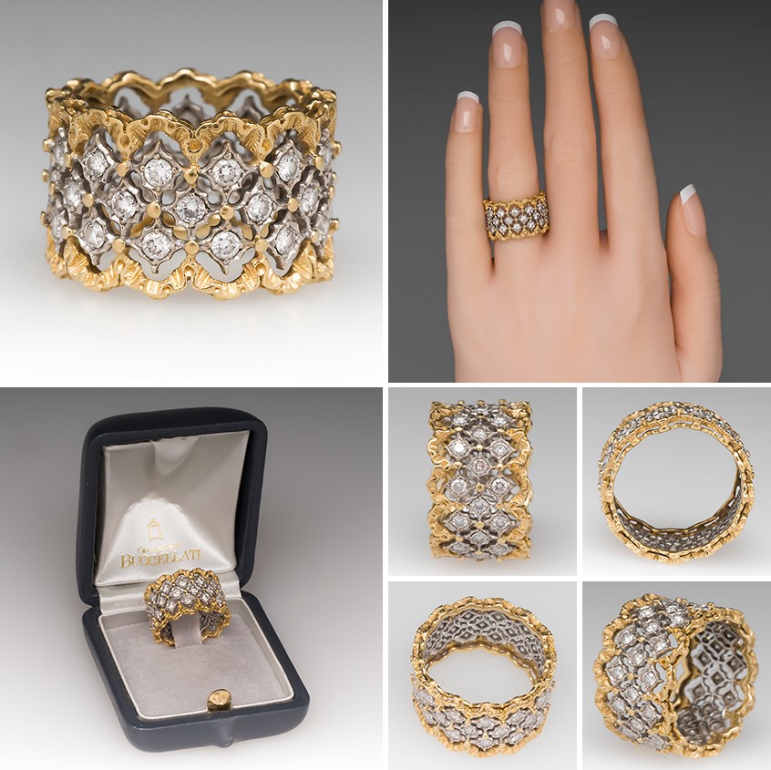 BUCCELLATI Opera Tulle 18-karat gold enamel ring | Enamel ring, Buccellati,  18 karat gold