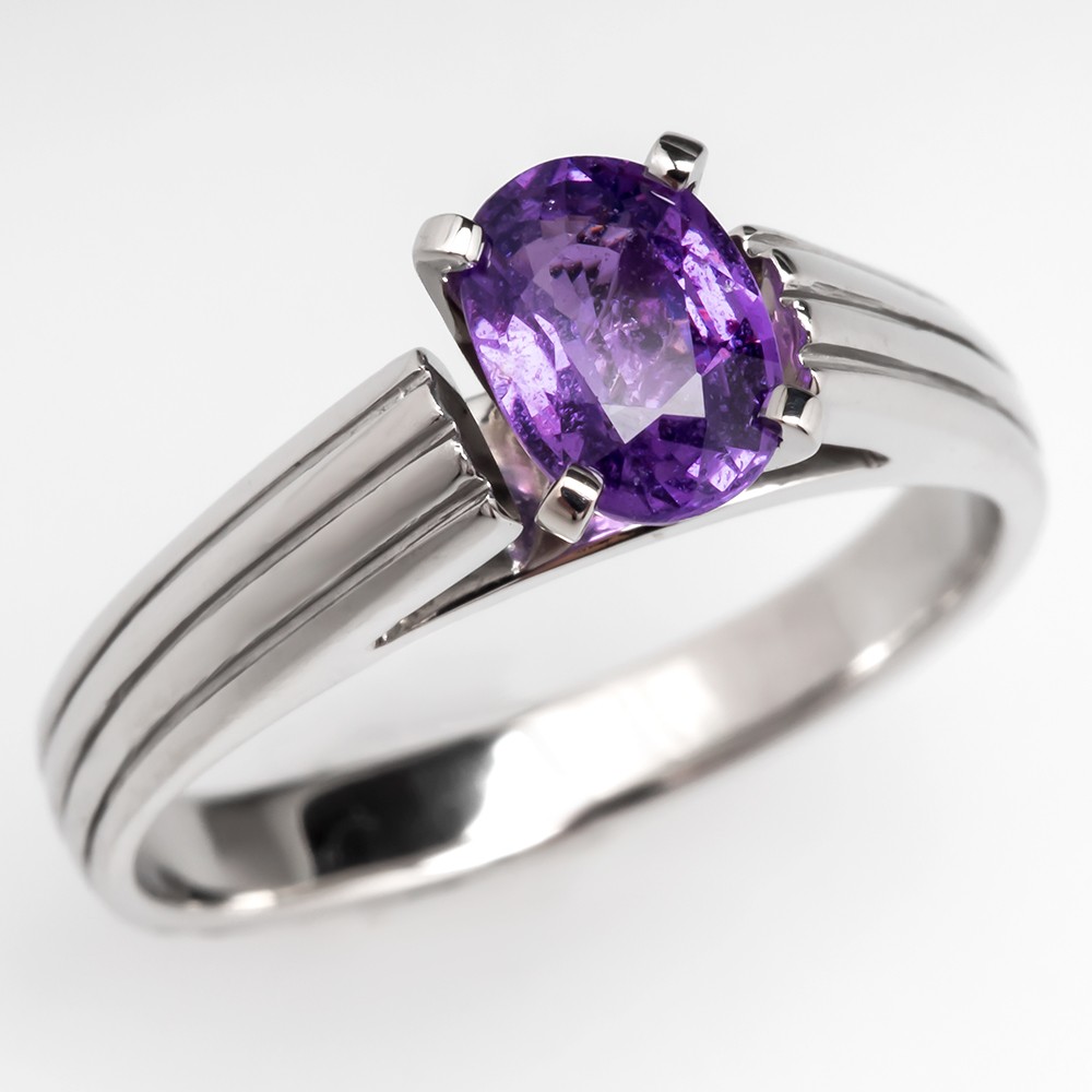 Art Deco 18ct Gold Synthetic Colour Change Sapphire Ring, 5.00ct – Lillicoco