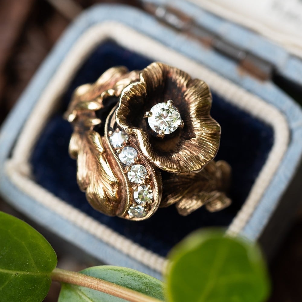 Vintage Sapphire Flower Ring | Sandler's Diamonds & Time | Columbia SC |  Mt. Pleasant