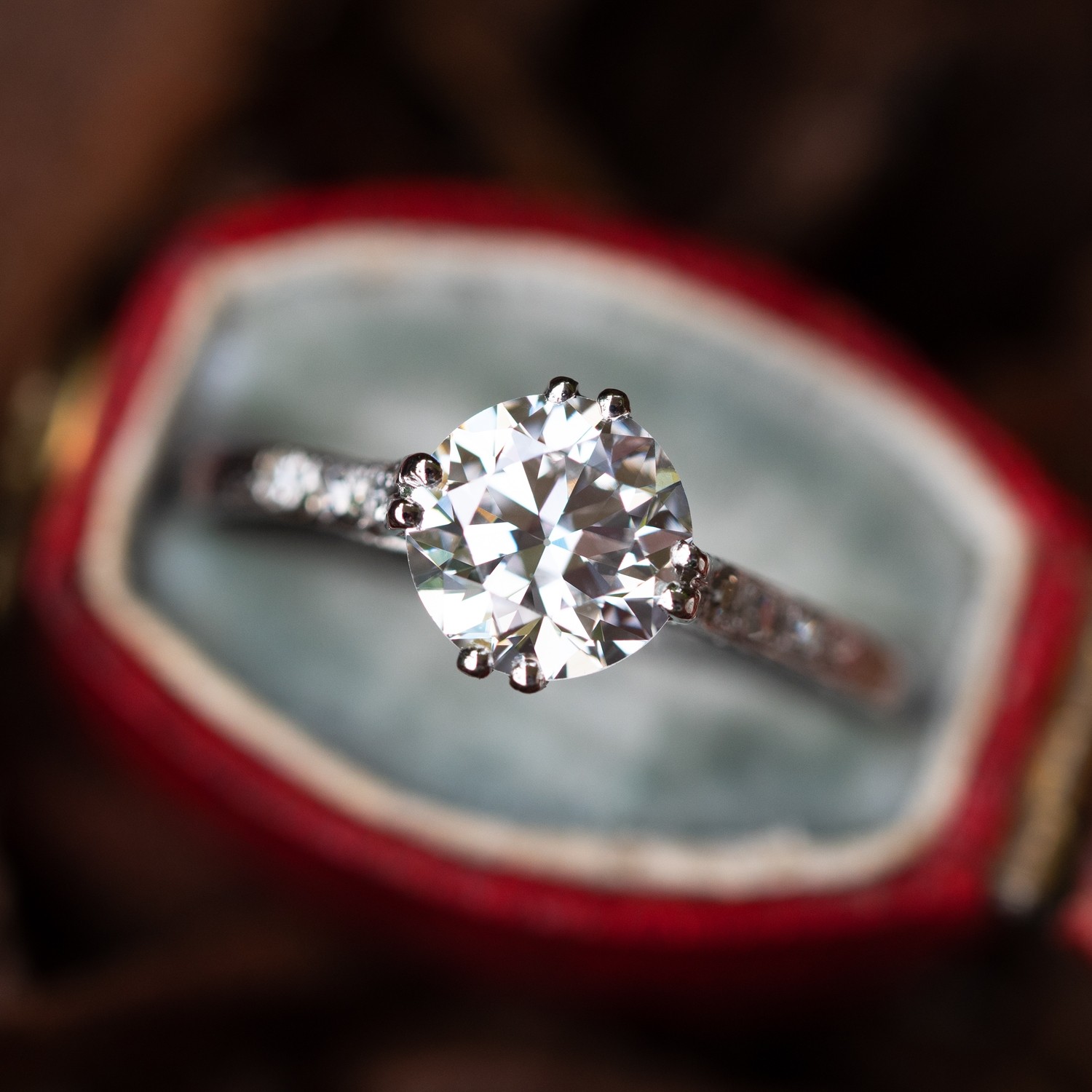 Perfect Vintage Engagement Ring Transitional Cut Diamond 1.20ct D/VVS2
