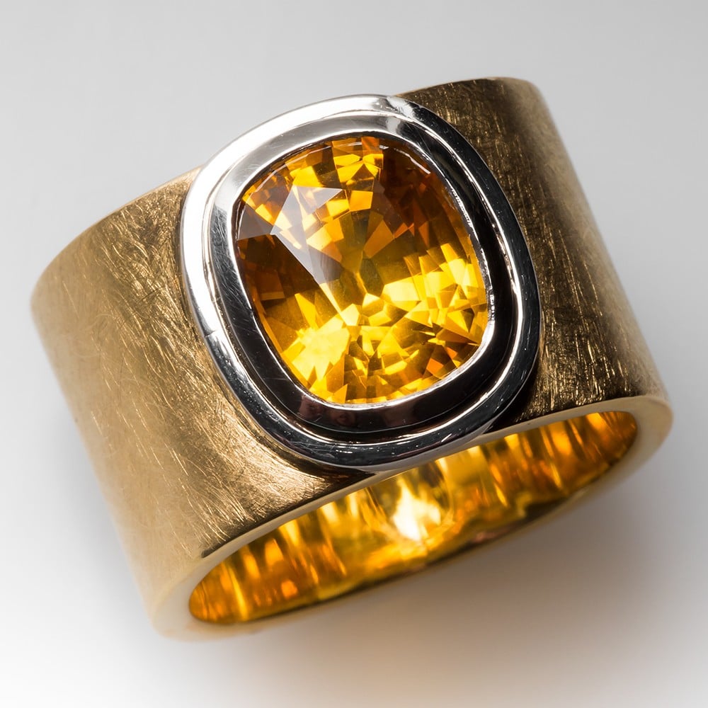 TODANI JEMS 14.25 Ratti Pukhraj Stone Original Certified Yellow Sapphire  Gemstone Gold Plated Adjustable Woman Man Ring With Lab Certificate :  Amazon.in: Fashion