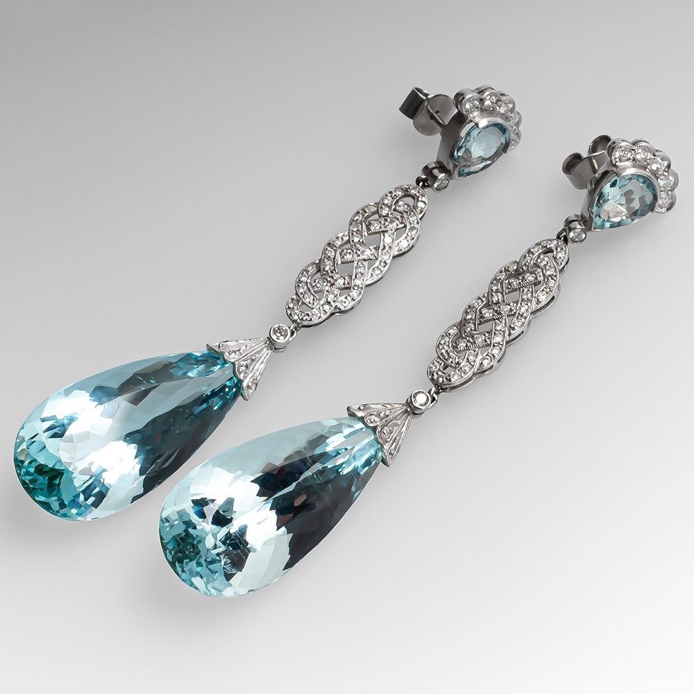 Gumuchian Carousel Convertible 18k White Gold Diamond & Aquamarine Drop  Earrings | Gumuchian Jewelry