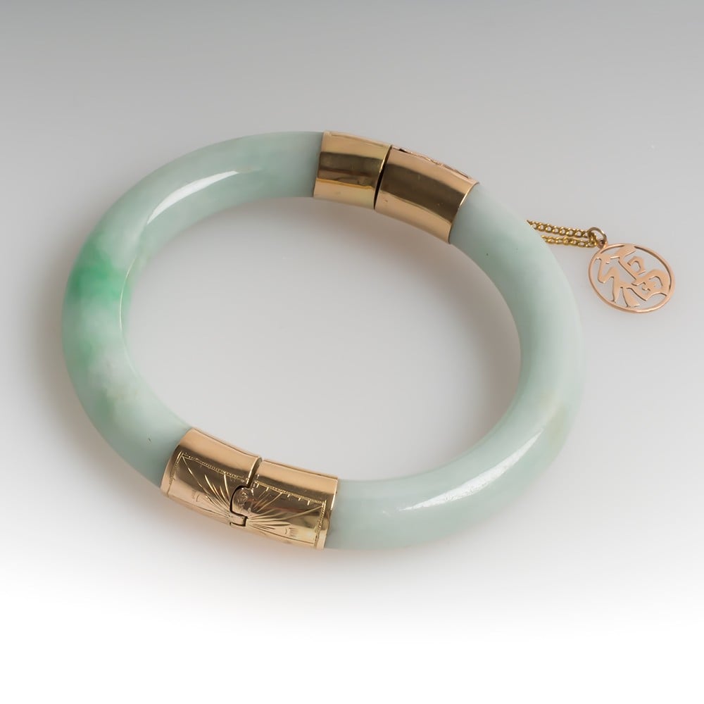 Women's 14K Gold Jade Charm Bracelet