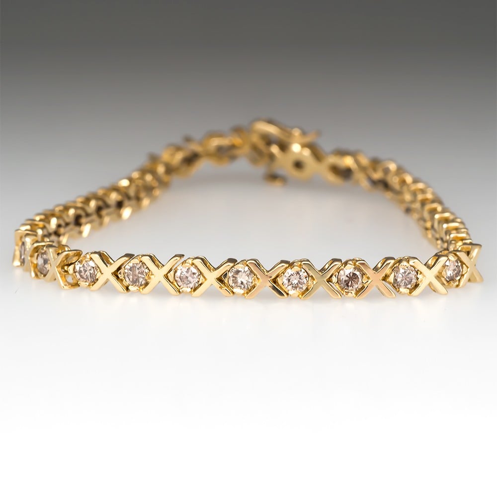 3 Carat Diamond Cluster Tennis Bracelet 14K Yellow Gold 18.4 Gram Natural X  Link 18591 - Etsy Israel